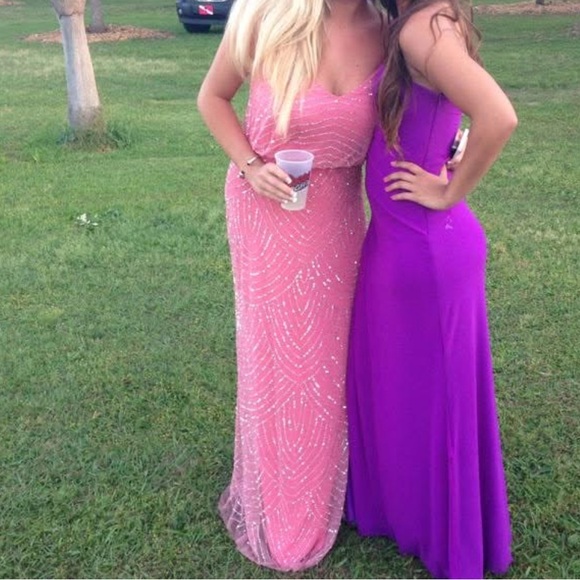 Adrianna Papell Formal Pink Beaded Dress - Picture 2 of 9